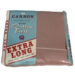 Cannon Monticello Cotton Fresh Sheet Set Vintage NEW Extra Long Twin Dusty Pink